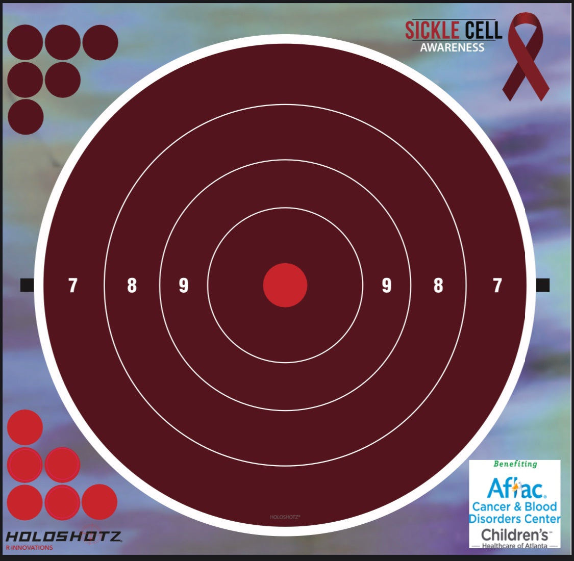 NEW Sickle Cell Awareness Bullseye12" x 12" Reflective Halo Target, 4 Sheets Per Pack