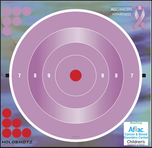NEW All Cancer Awareness Bullseye 12" x 12" Reflective Halo Target, 4 Sheets Per Pack