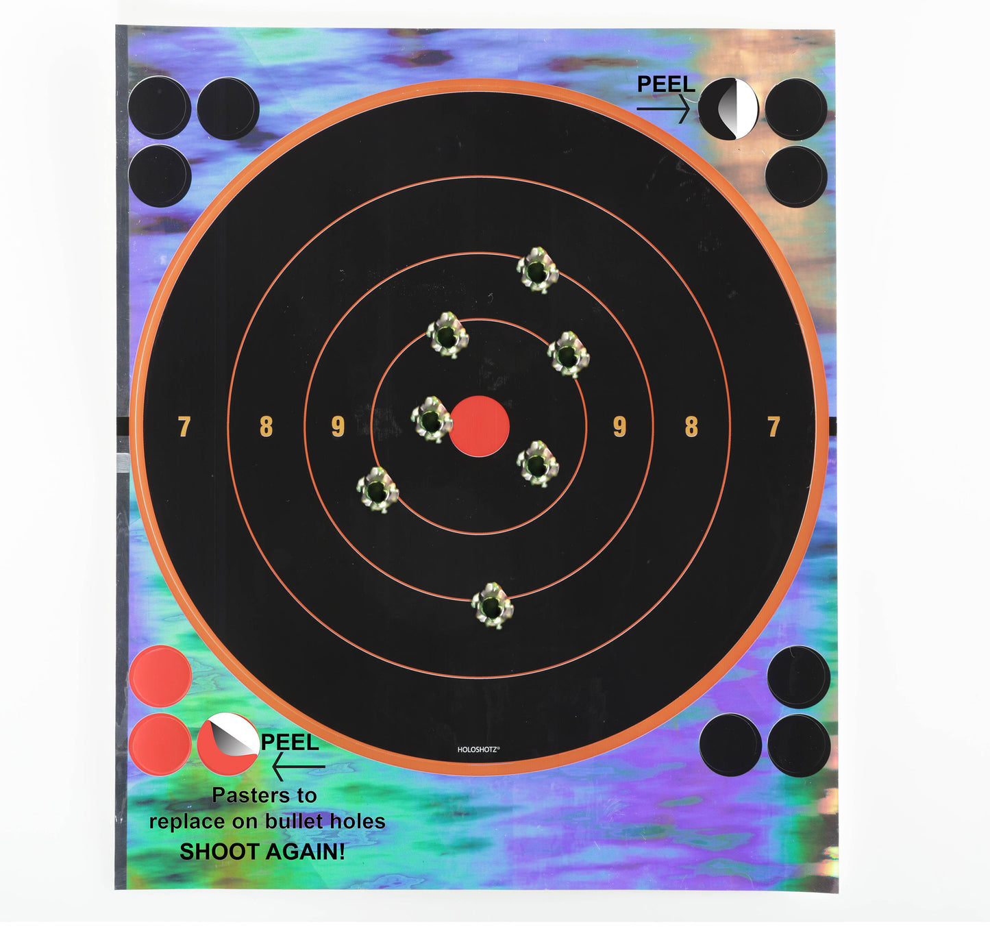 9" Bullseye Reflective Halo Target, 4 Sheets Per Pack